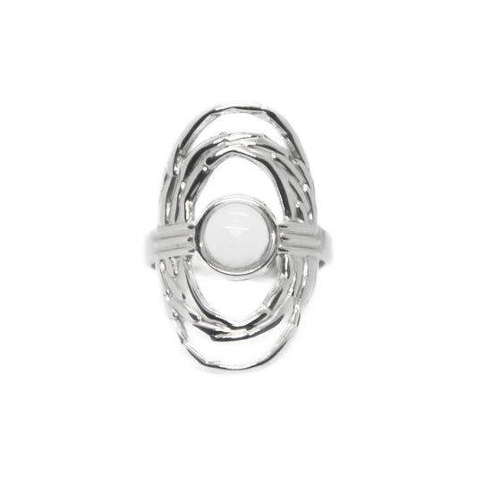 ANILLO SATURNO BLANCO PLATA