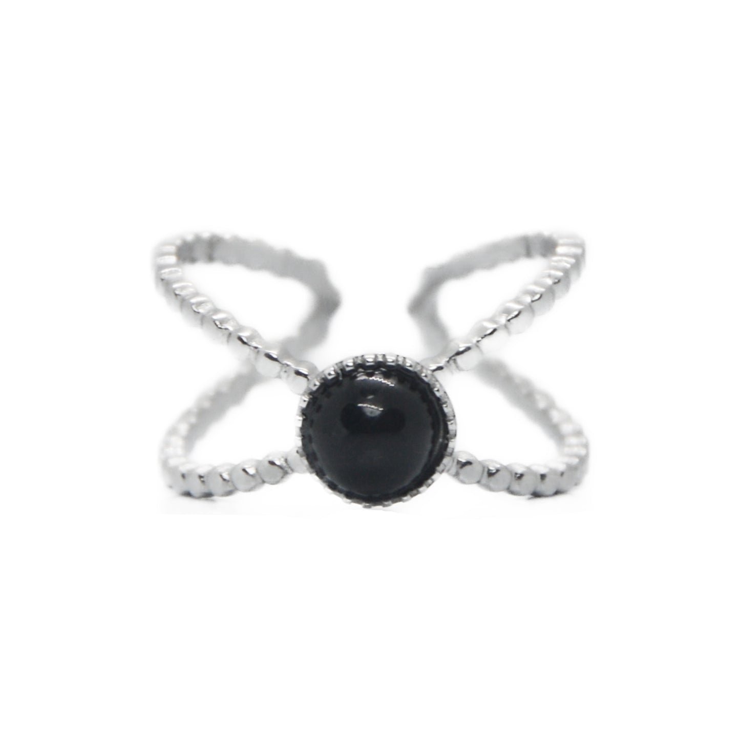 ANILLO EQUIS NEGRO PLATA