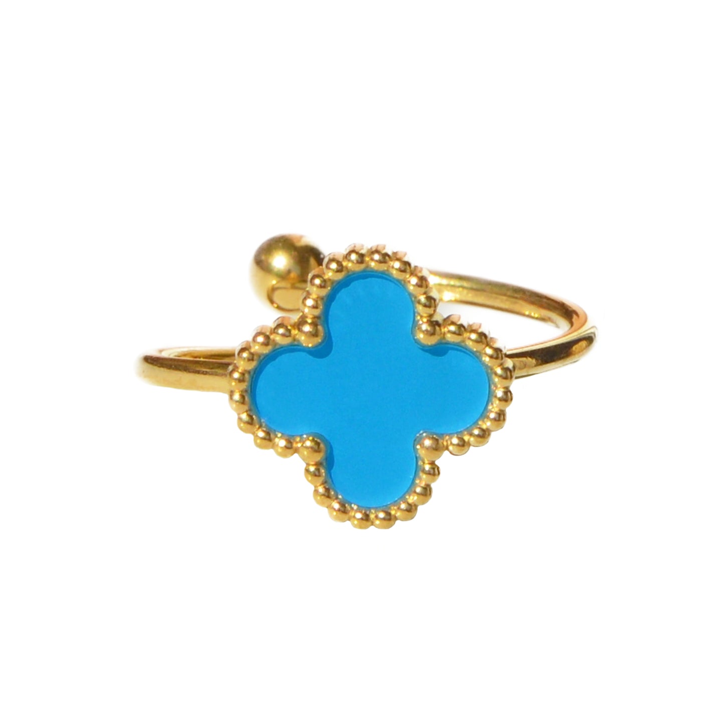 ANILLO TRÉBOL AZUL ORO