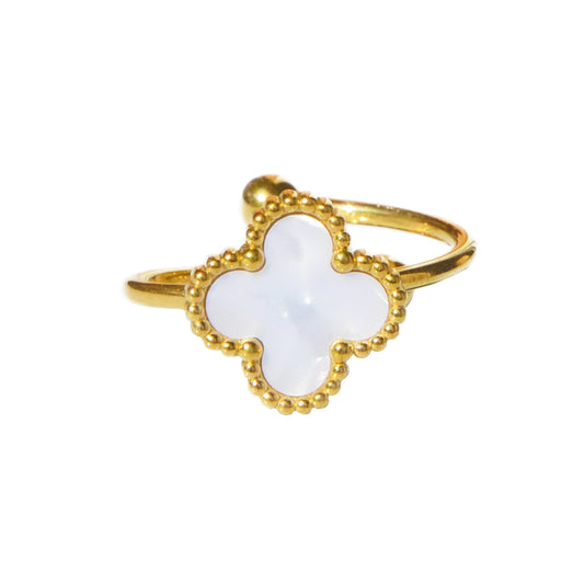 ANILLO TRÉBOL BLANCO ORO