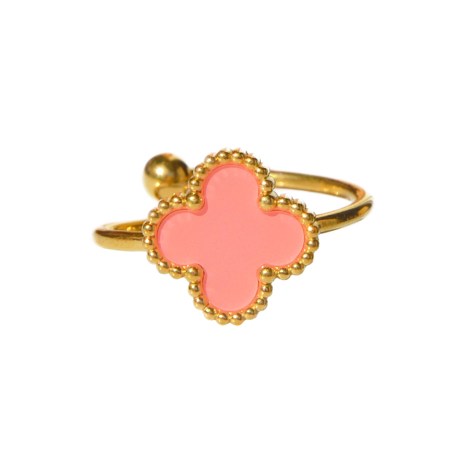 ANILLO TRÉBOL ROSA ORO