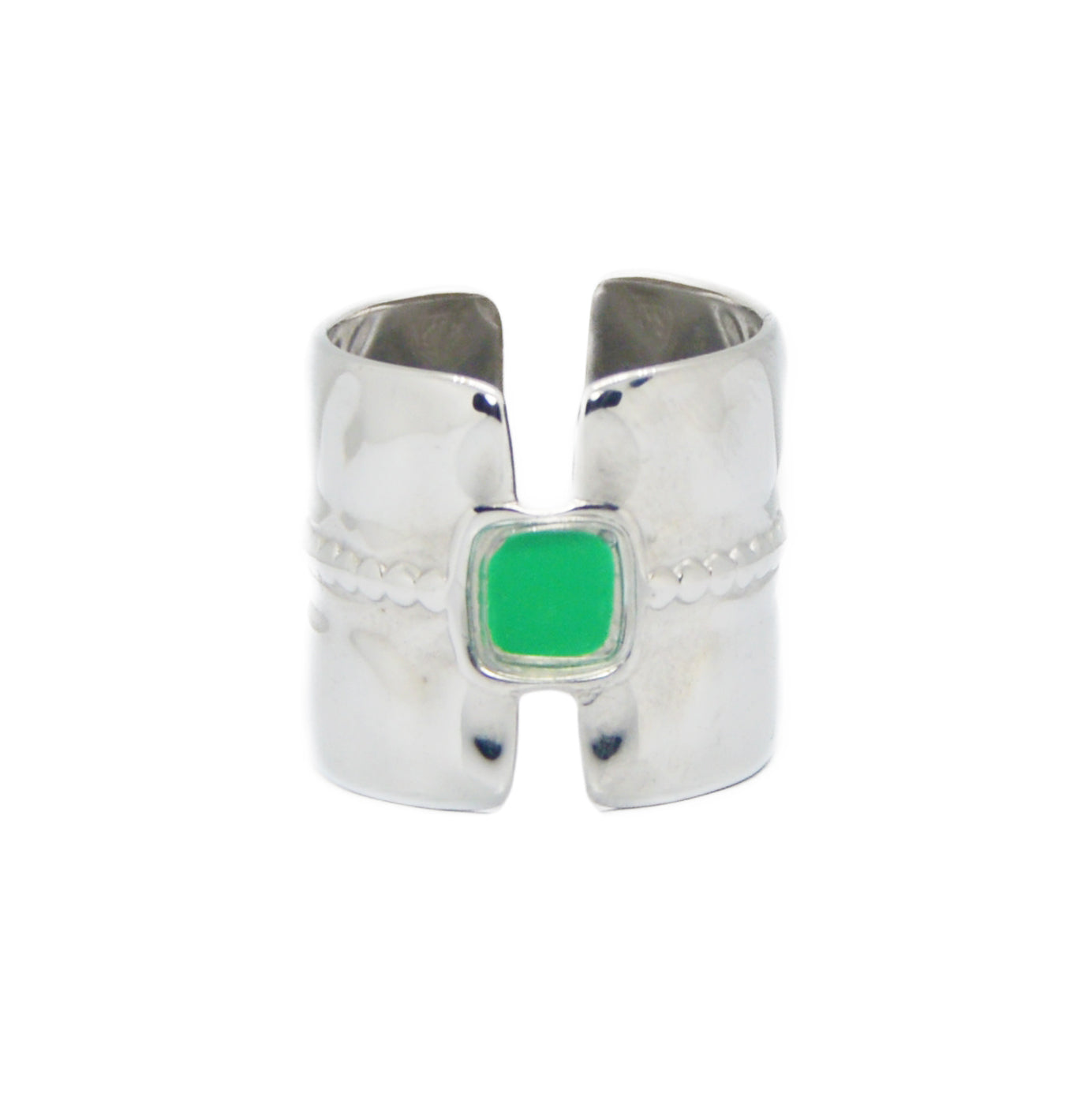 ANILLO TROYA VERDE PLATA