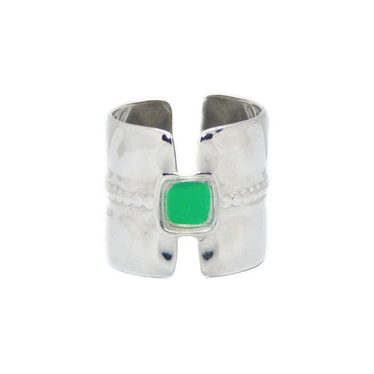 ANILLO TROYA VERDE PLATA