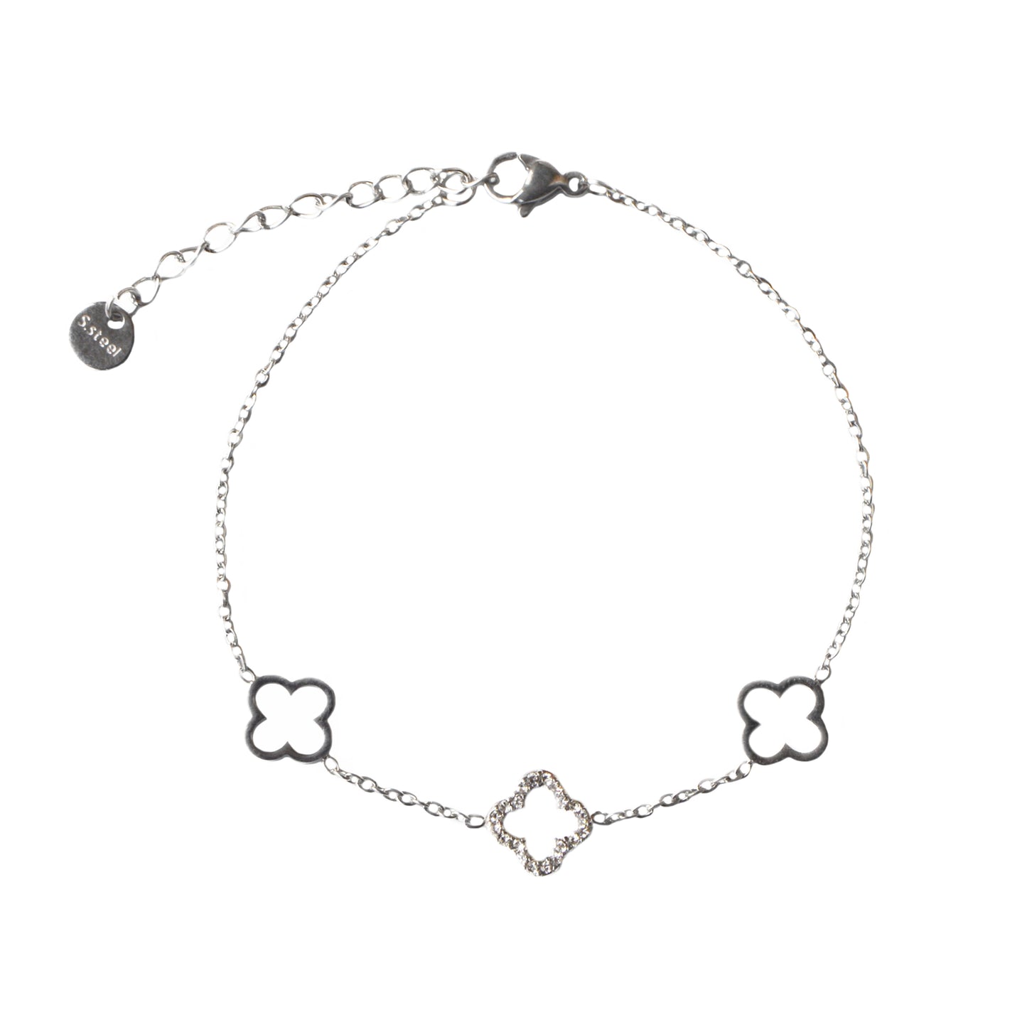 PULSERA TRÉBOL CIRCONITA PLATA