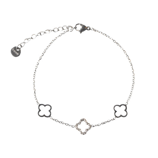 PULSERA TRÉBOL CIRCONITA PLATA