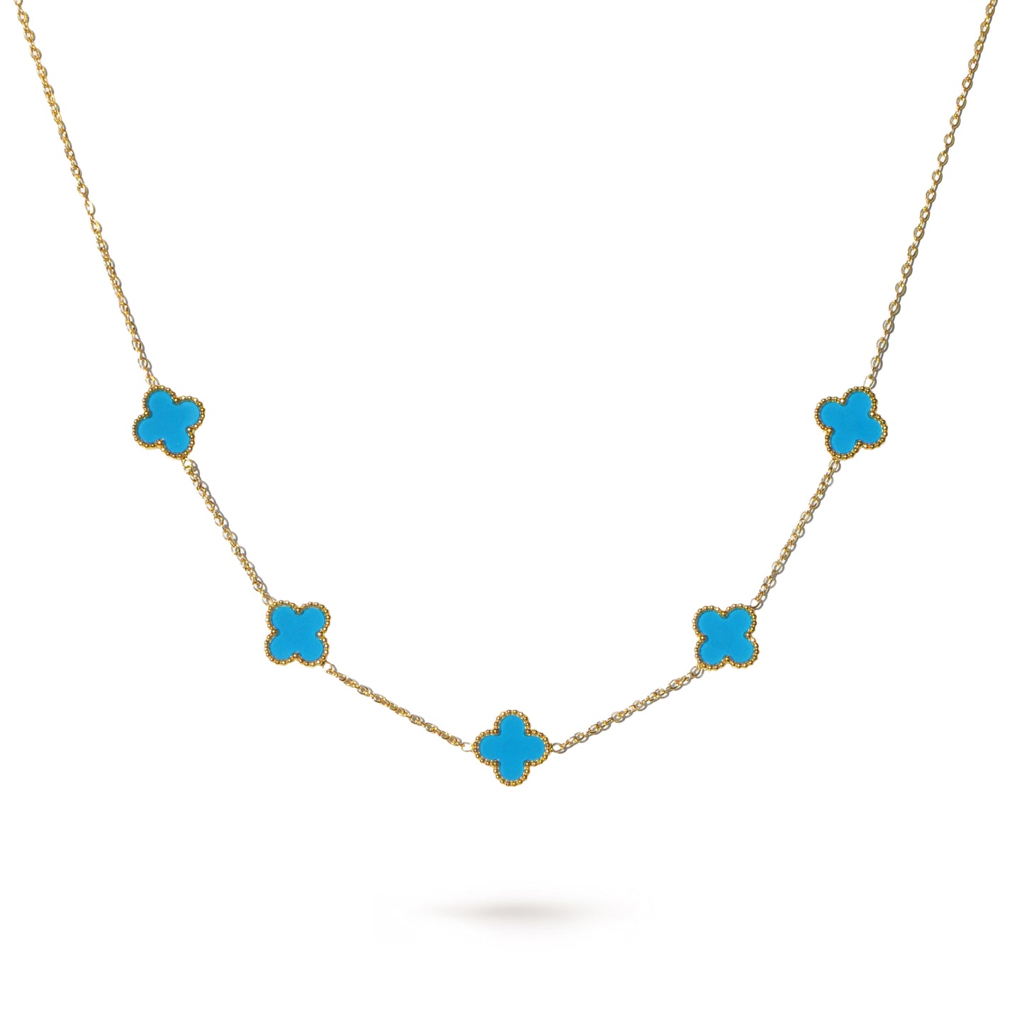 CONJUNTO DE TRÉBOLES AZULES ORO