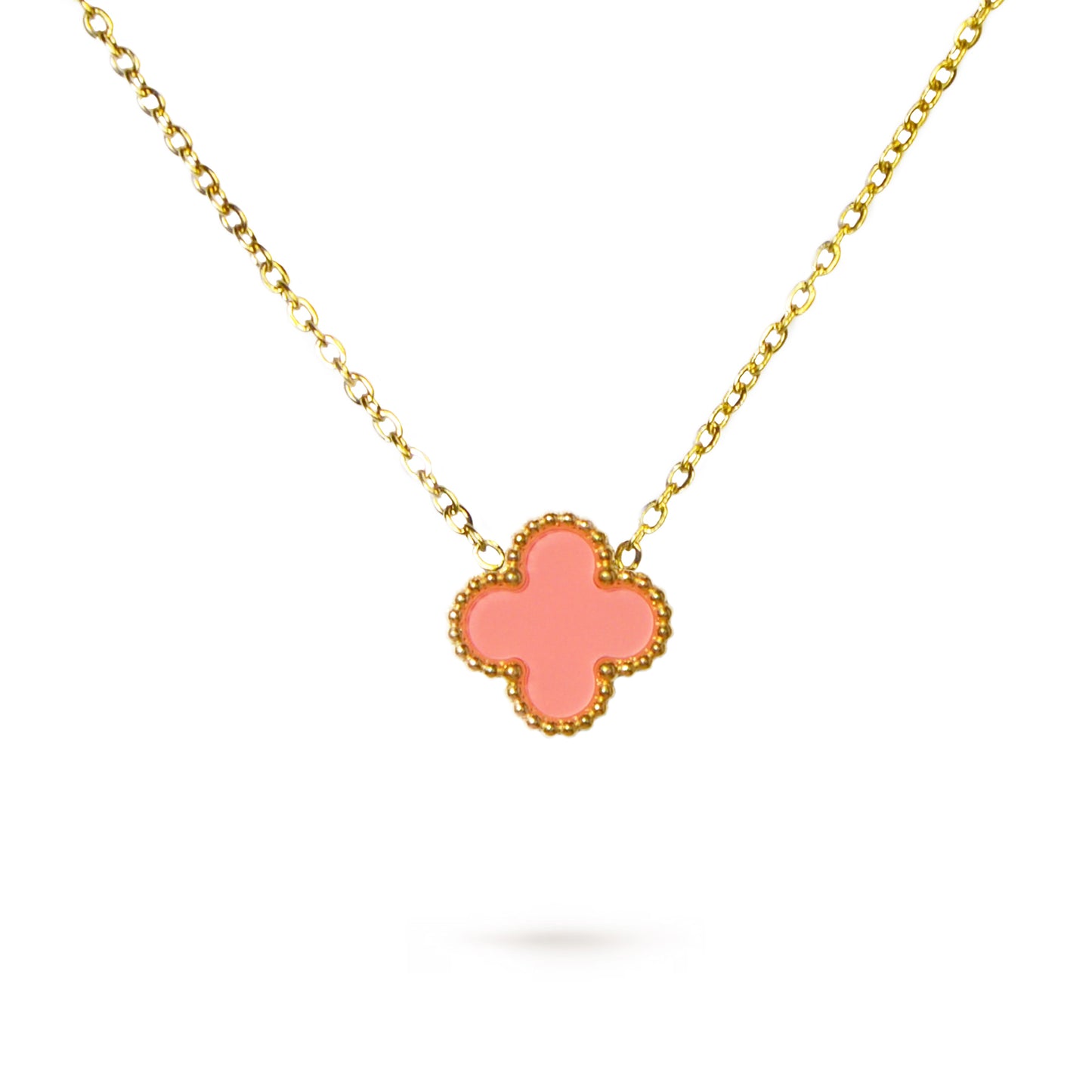 CONJUNTO DE TRÉBOL ROSA ORO