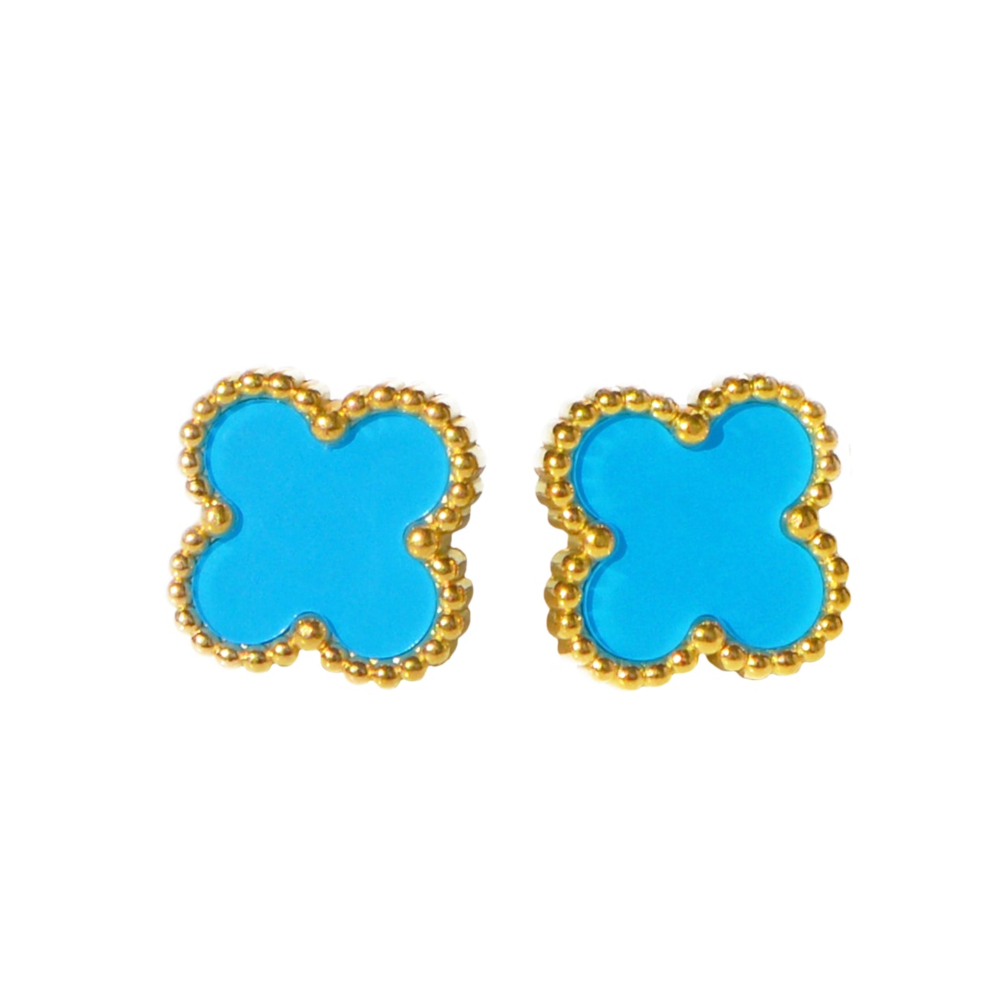 CONJUNTO DE TRÉBOLES AZULES ORO