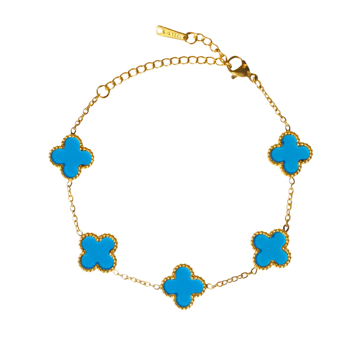 CONJUNTO DE TRÉBOLES AZULES ORO