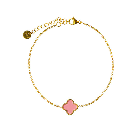 PULSERA TRÉBOL ROSA ORO VINTAGE